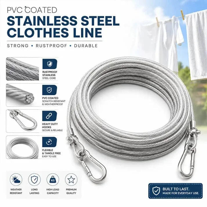 10 Meters Versatile Clothesline Stainless Steel Rope for Outdoor Camping Traction Ropes Thickened Dog Pet Leash