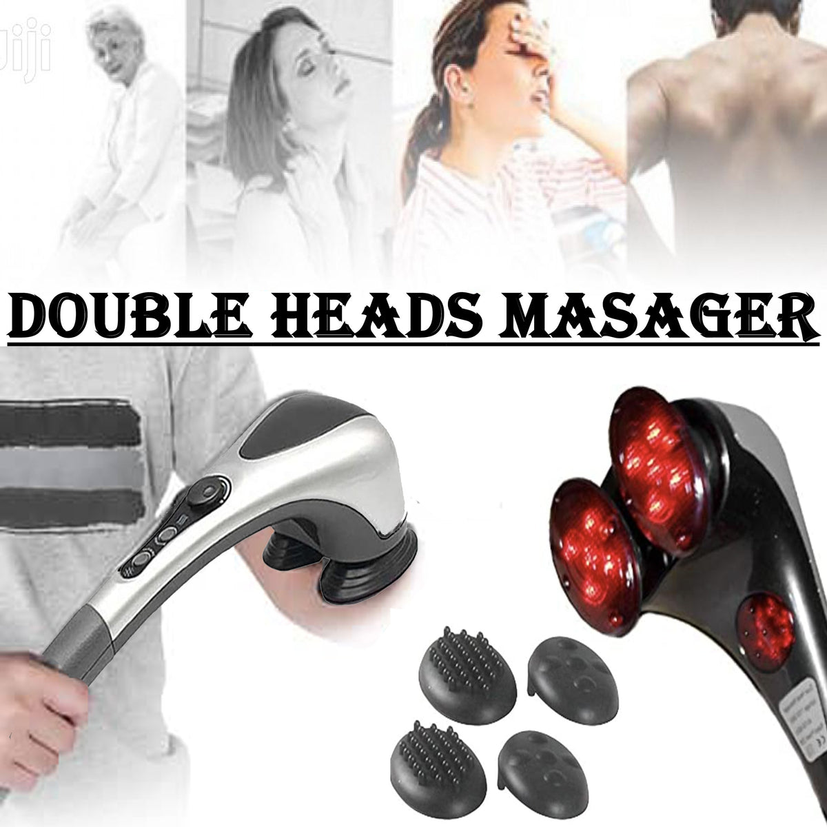 Full Body Handheld Double Head Massager With Infrared Heat Technology For Muscle Relief Relaxation And Circulation