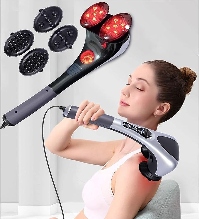 Full Body Handheld Double Head Massager With Infrared Heat Technology For Muscle Relief Relaxation And Circulation