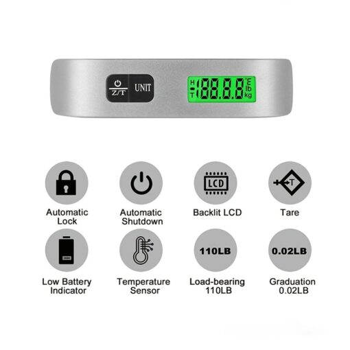 110lb / 50kg Portable Digital Scale LCD Display Electronic Hook Scale Luggage