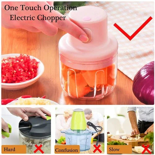 250ml Wireless Electric Garlic Press & Mini Meat Grinder