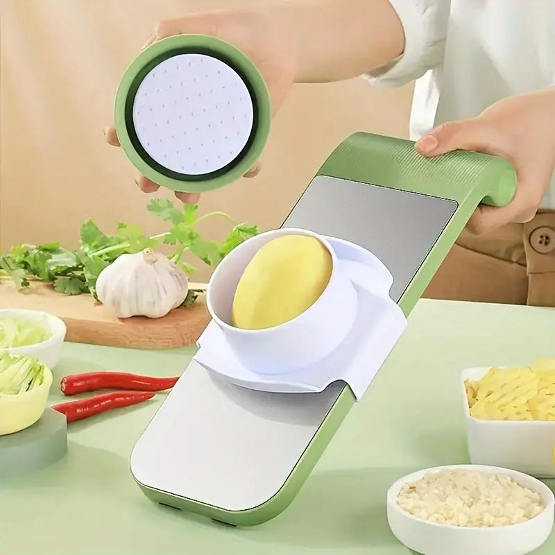 5-in-1 Manual Food Grater & Slicer - Stainless Steel Multi-Functional Vegetable & Fruit Cutter for Kitchen