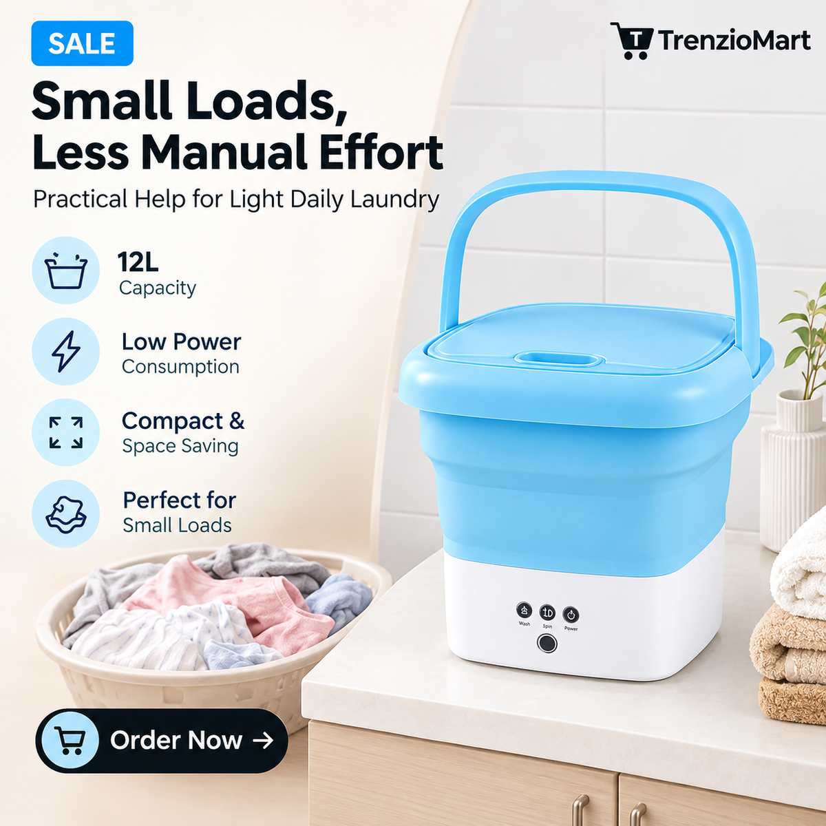 Imported 12L Foldable Portable Washing Machine