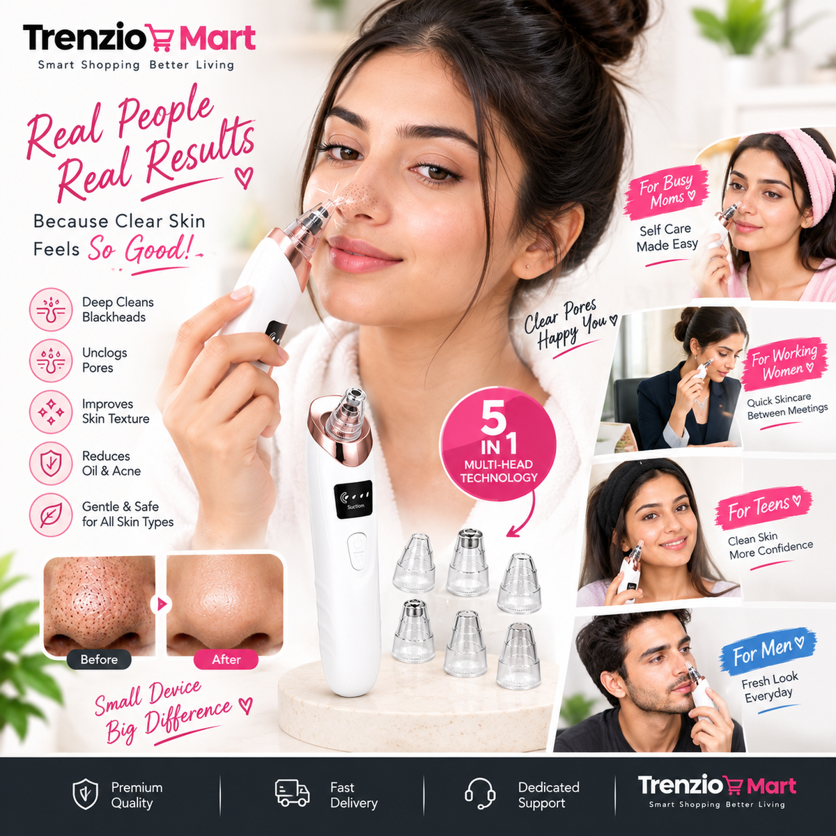 Facial Cleansing Device 5 in 1 Blackhead Remover Machine