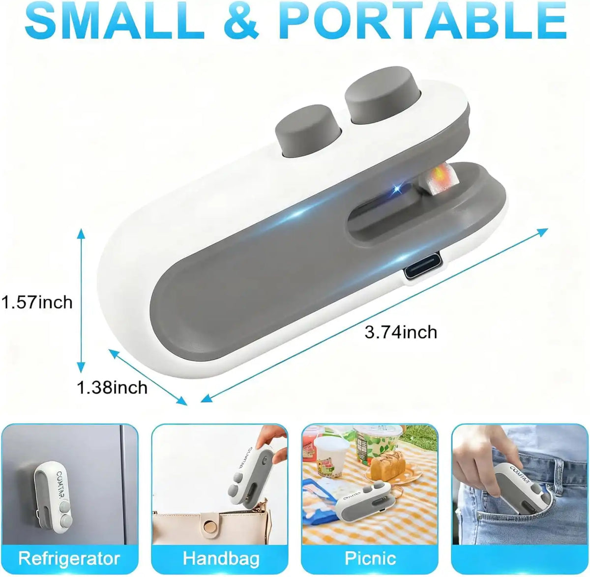 Rechargeable Mini portable Sealing Machine for Food, Snacks, Chips & Plastic Bags Mini Seal Machine Sealer Packaging Tool Portable