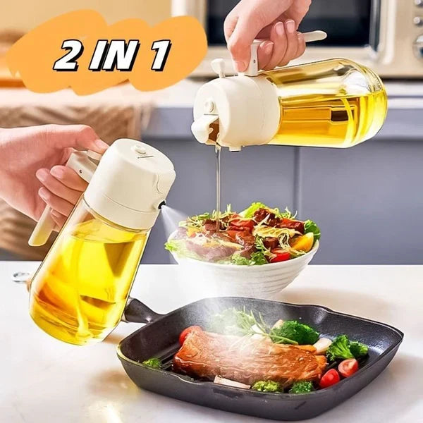 2 In 1 Oil Spray Glass Jug - 450ML