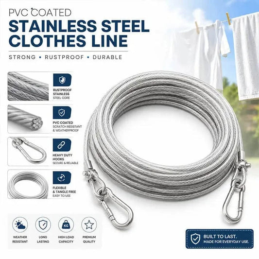 10 Meters Versatile Clothesline Stainless Steel Rope for Outdoor Camping Traction Ropes Thickened Dog Pet Leash