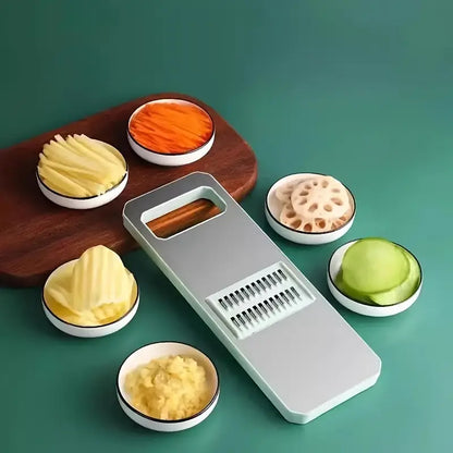 5-in-1 Manual Food Grater & Slicer - Stainless Steel Multi-Functional Vegetable & Fruit Cutter for Kitchen