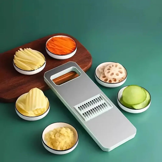 5-in-1 Manual Food Grater & Slicer - Stainless Steel Multi-Functional Vegetable & Fruit Cutter for Kitchen