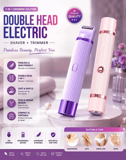 BLAWLESS 2-in-1 Electric Shaver & Trimmer – USB Rechargeable Double Head Hair Remover for Men & Women