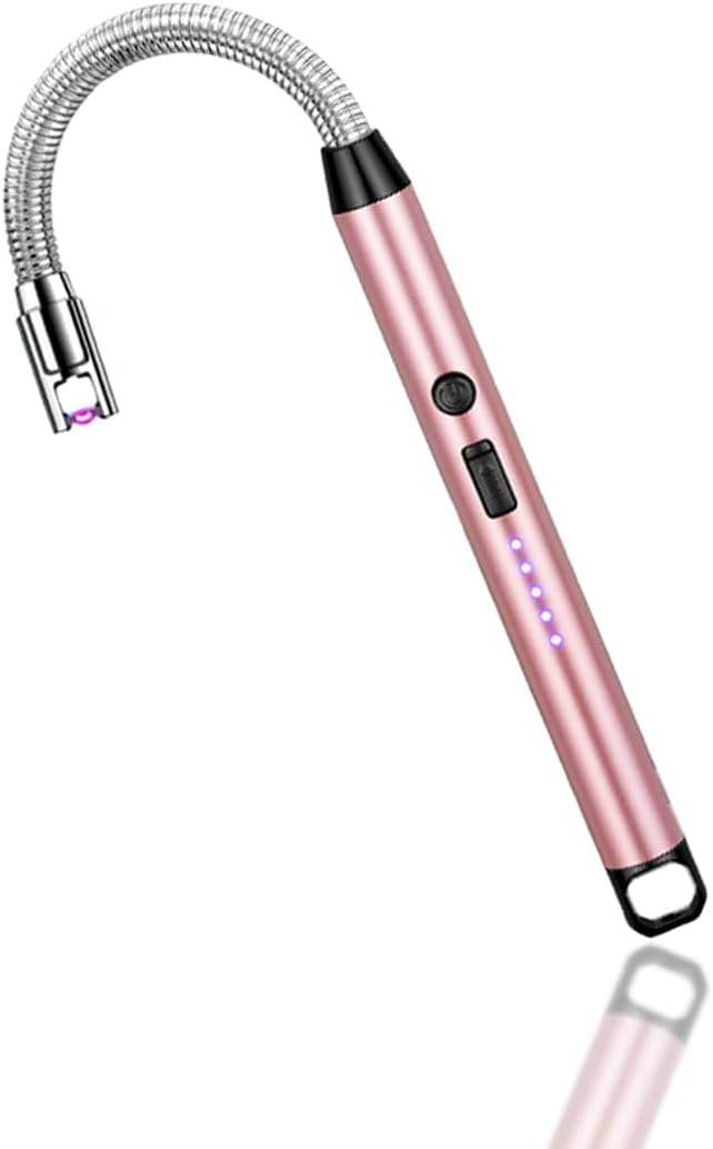 360° Outdoor Kitchen USB Rechargeable Arc Lighter – Flexible Neck, Safety Lock, Windproof & Eco-Friendly Design
