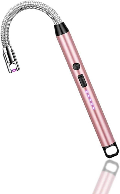 360° Outdoor Kitchen USB Rechargeable Arc Lighter – Flexible Neck, Safety Lock, Windproof & Eco-Friendly Design