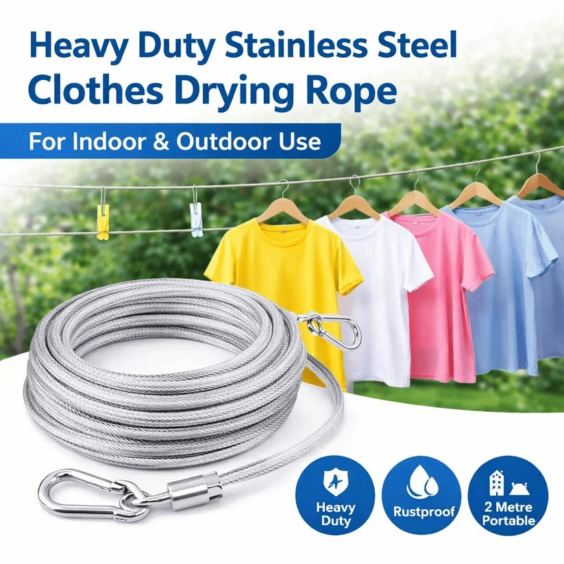 10 Meters Versatile Clothesline Stainless Steel Rope for Outdoor Camping Traction Ropes Thickened Dog Pet Leash
