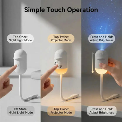 2-in-1 USB Galaxy Star Projector Night Light