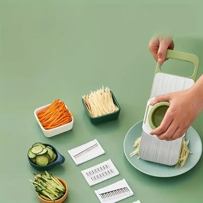 5-in-1 Manual Food Grater & Slicer - Stainless Steel Multi-Functional Vegetable & Fruit Cutter for Kitchen