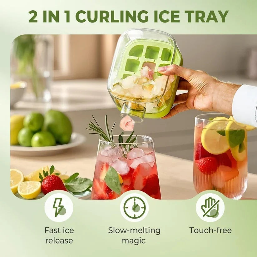 2-in-1 Ice Cube Tray Water Bottle 500ml | Portable Ice Maker Bottle with Straw