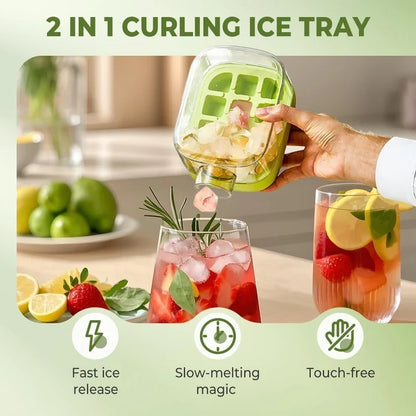 2-in-1 Ice Cube Tray Water Bottle 500ml | Portable Ice Maker Bottle with Straw