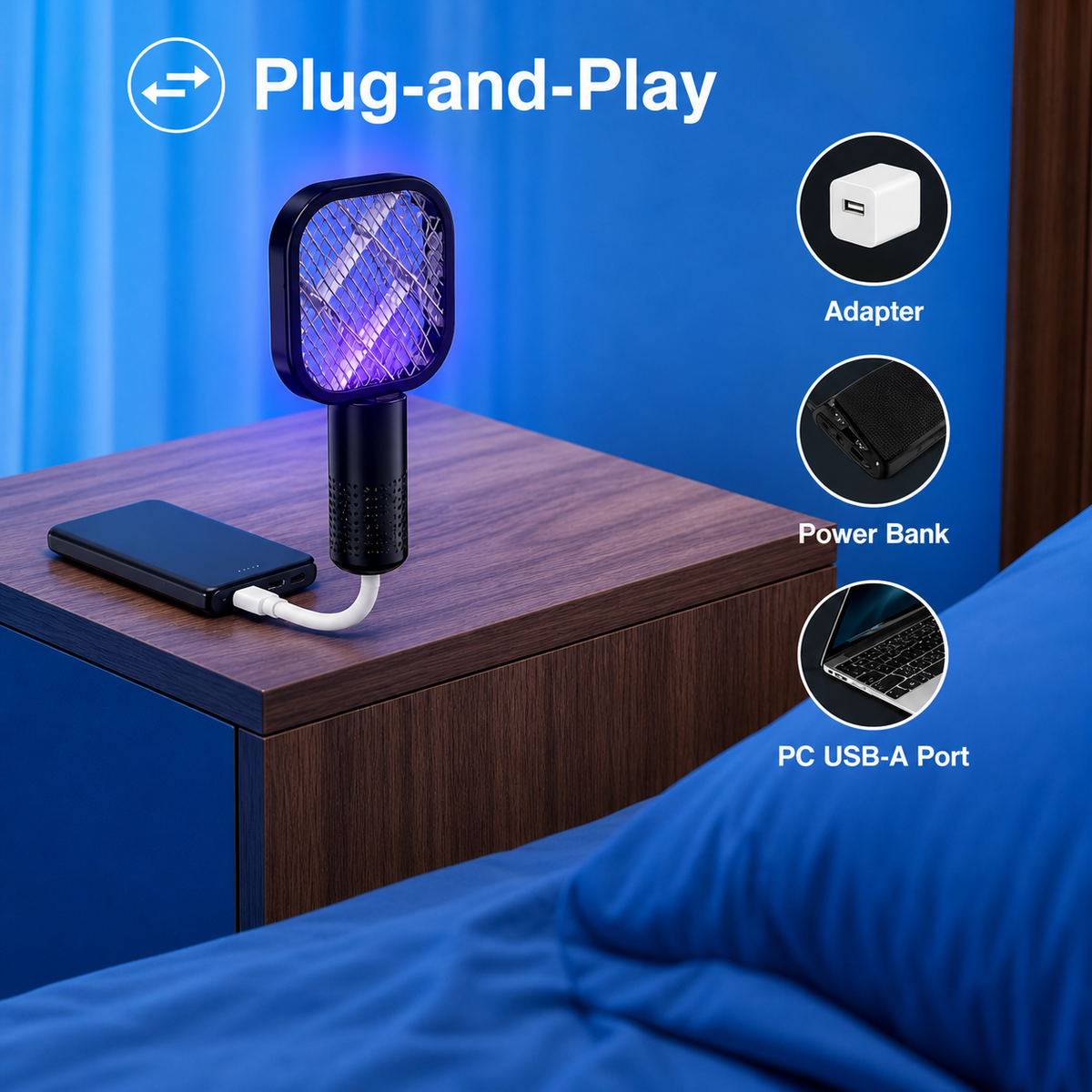 Mini Mosquito Killer Racquet Lamp (Size 6 Inch)