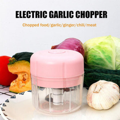 250ml Wireless Electric Garlic Press & Mini Meat Grinder