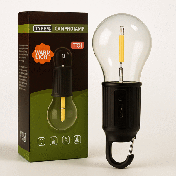 (CHARGE WITH TYPE C CABLE) Rechargeable Camping Hanging Bulb – Portable LED Tent Light