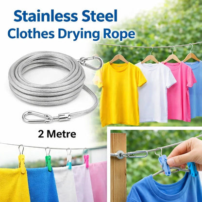 10 Meters Versatile Clothesline Stainless Steel Rope for Outdoor Camping Traction Ropes Thickened Dog Pet Leash