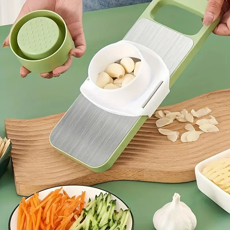 5-in-1 Manual Food Grater & Slicer - Stainless Steel Multi-Functional Vegetable & Fruit Cutter for Kitchen