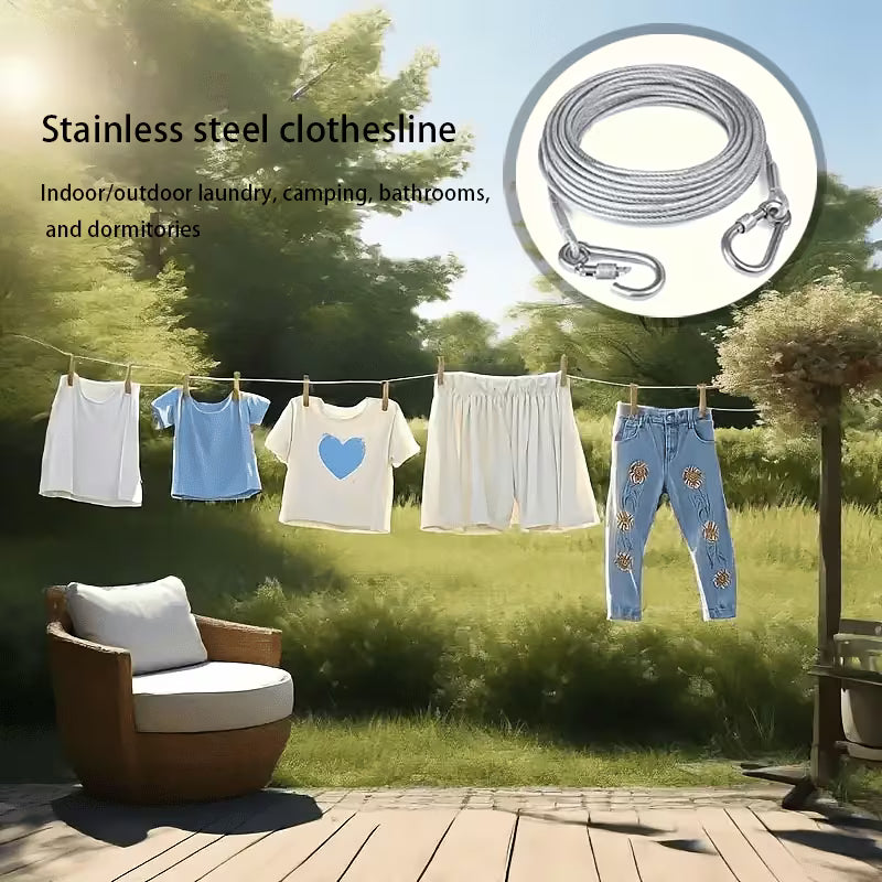 10 Meters Versatile Clothesline Stainless Steel Rope for Outdoor Camping Traction Ropes Thickened Dog Pet Leash