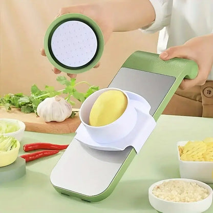 5-in-1 Manual Food Grater & Slicer - Stainless Steel Multi-Functional Vegetable & Fruit Cutter for Kitchen