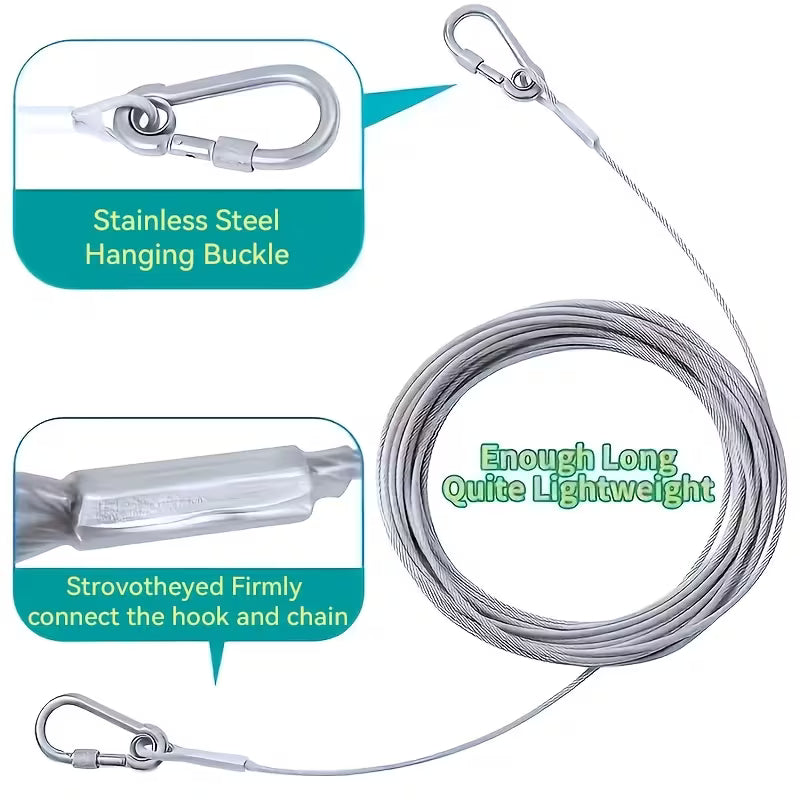 10 Meters Versatile Clothesline Stainless Steel Rope for Outdoor Camping Traction Ropes Thickened Dog Pet Leash