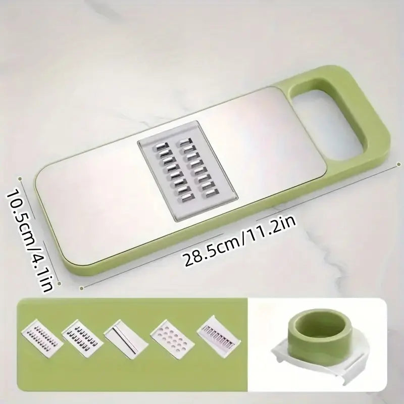 5-in-1 Manual Food Grater & Slicer - Stainless Steel Multi-Functional Vegetable & Fruit Cutter for Kitchen