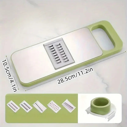 5-in-1 Manual Food Grater & Slicer - Stainless Steel Multi-Functional Vegetable & Fruit Cutter for Kitchen