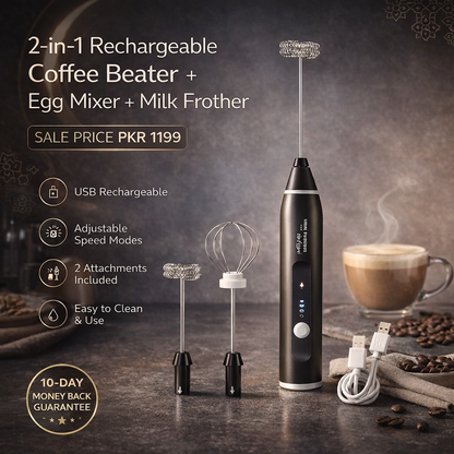 2 In 1 Rechargeable Coffee Beater and Egg Mixer and Milk Frother