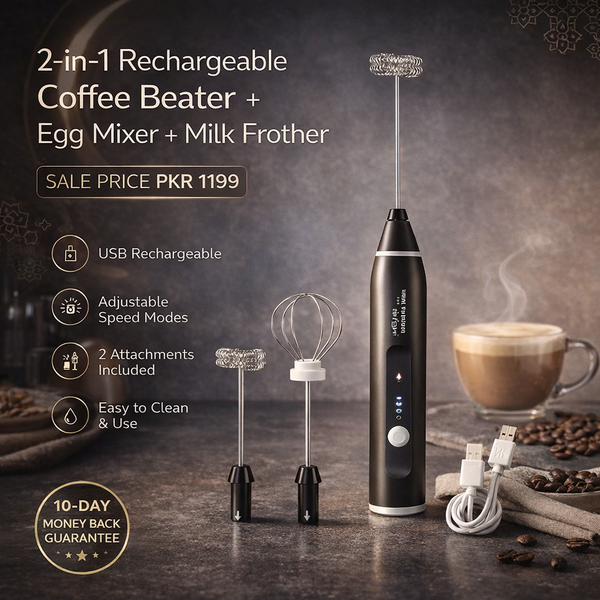 2 In 1 Rechargeable Coffee Beater and Egg Mixer and Milk Frother