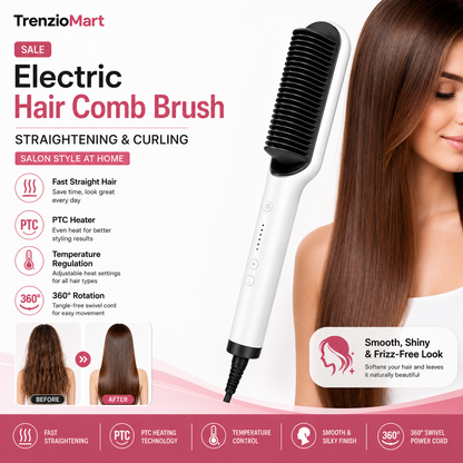 Electric Hair Comb Brush for Straightening and Curling