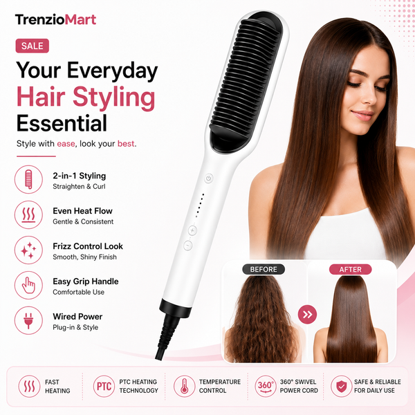 Electric Hair Comb Brush for Straightening and Curling