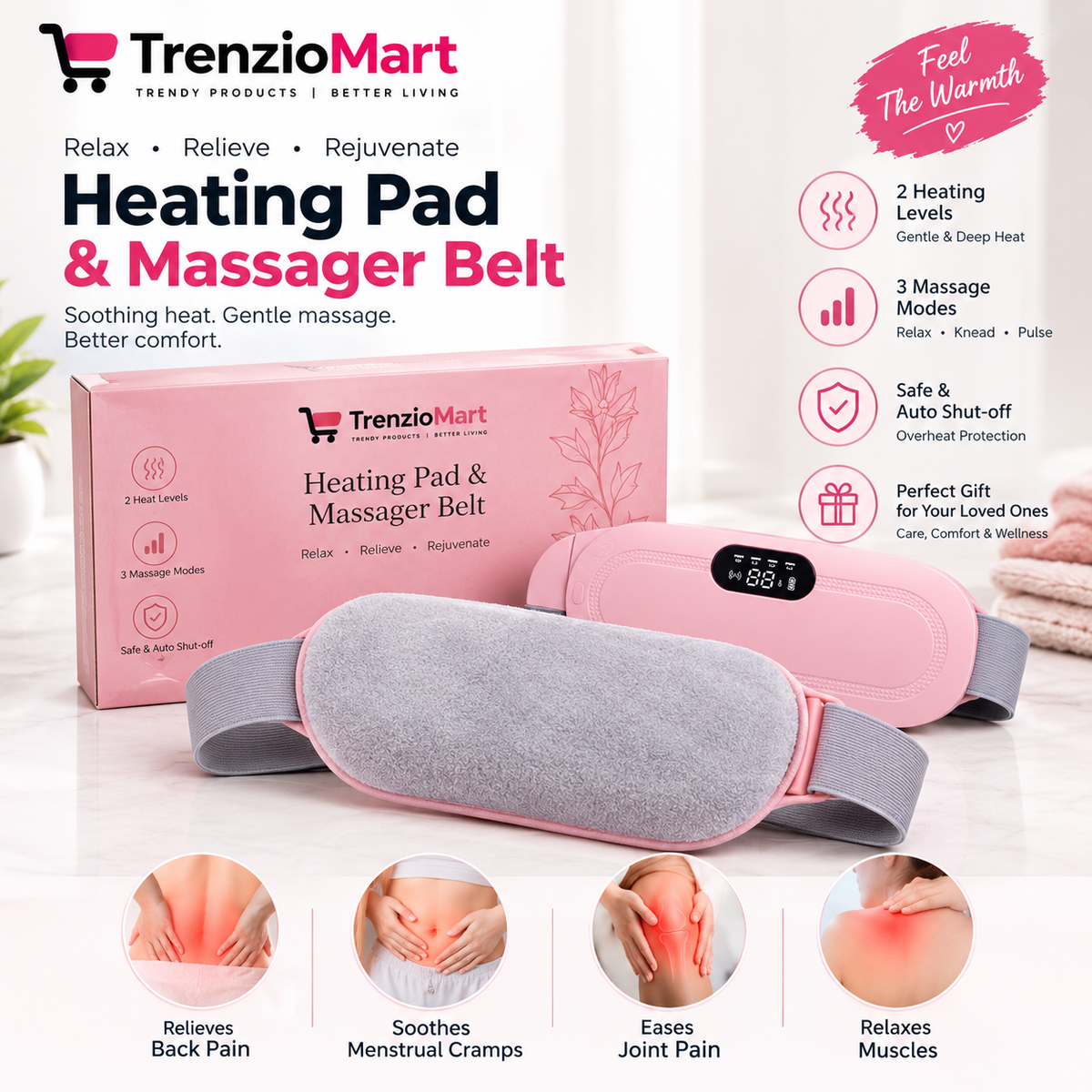 Portable Menstrual Heating Pad and Massager Belt