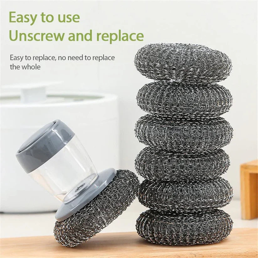 Buy 1 Get 1 Free Offer 2 Pcs Kitchen Cleaning Dish Brush Scrubber with Soap Dispenser