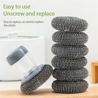 Buy 1 Get 1 Free Offer 2 Pcs Kitchen Cleaning Dish Brush Scrubber with Soap Dispenser