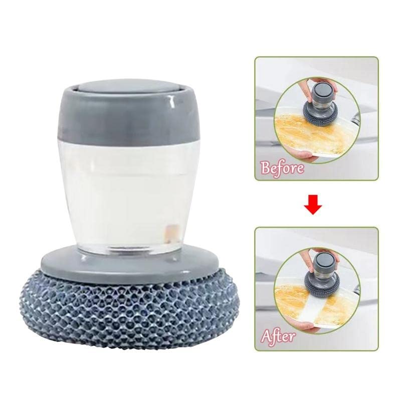 Buy 1 Get 1 Free Offer 2 Pcs Kitchen Cleaning Dish Brush Scrubber with Soap Dispenser