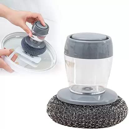 Buy 1 Get 1 Free Offer 2 Pcs Kitchen Cleaning Dish Brush Scrubber with Soap Dispenser