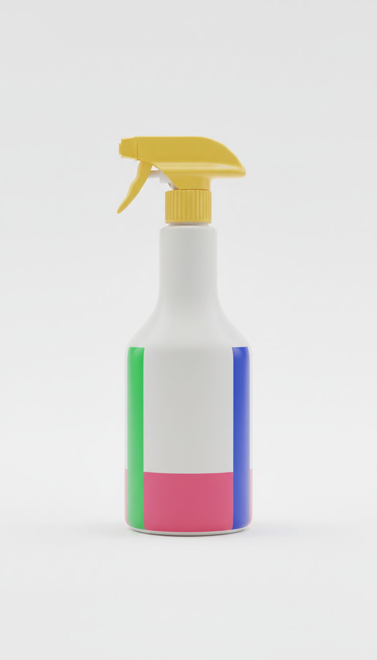 Cleaning spray bottle with ergonomic grip