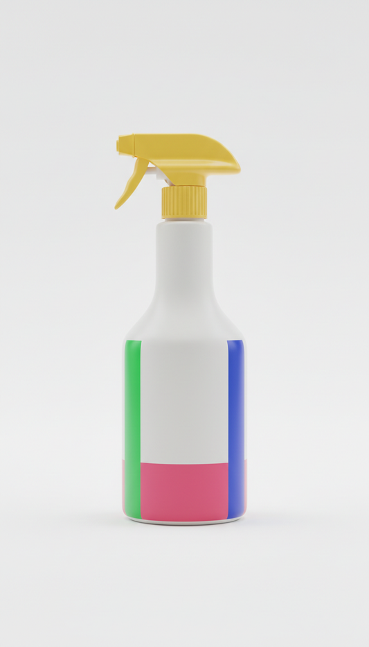 Cleaning spray bottle with ergonomic grip