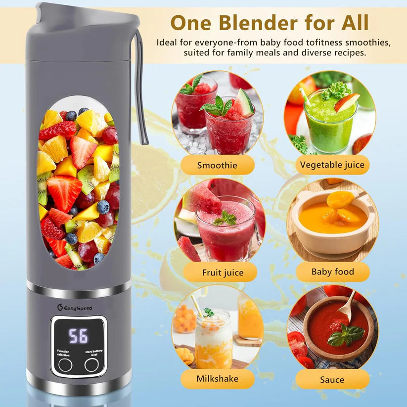 Portable 6-Blade USB Rechargeable Juice Blender -  Mini Blender Baby Food and Outdoor Use - 500ml