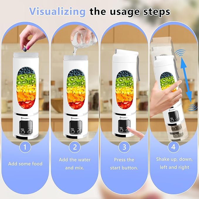Portable 6-Blade USB Rechargeable Juice Blender -  Mini Blender Baby Food and Outdoor Use - 500ml