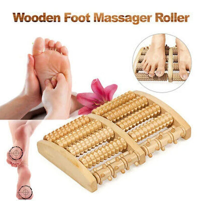 Wooden Foot Roller Massager | Manual Reflexology Therapy Tool for Pain Relief, Stress Relaxation & Foot Care